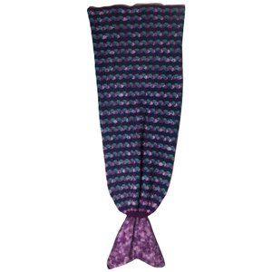 Handmade Hand Crafted Purple Green Diamond Mermaid Tail Throw Blanket 63x20